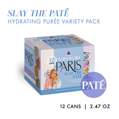 Show full view: Pamper Like Paris Slay The Pate Variety Pack Grain-Free Wet Cat Food, 2.47-oz can, case of 12 slide 3 of 10