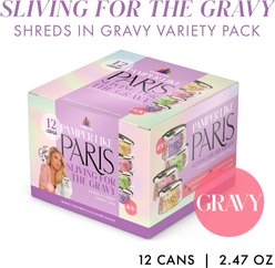 Pamper Like Paris Sliving for The Gravy Variety Pack Grain-Free Shredded Wet Cat Food, 2.47-oz can, case of 12 slide 2 of 9