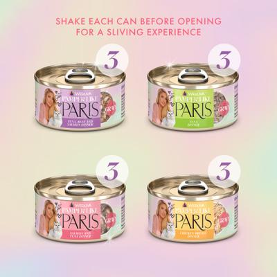Show full view: Pamper Like Paris Sliving for The Gravy Variety Pack Grain-Free Shredded Wet Cat Food, 2.47-oz can, case of 12 slide 5 of 11