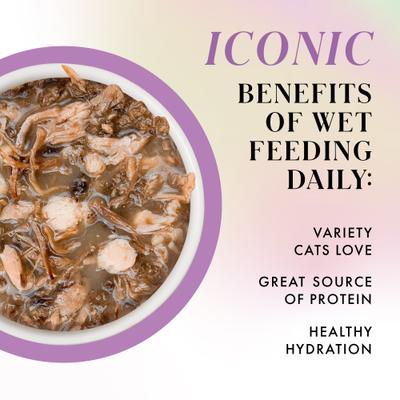 Show full view: Pamper Like Paris Tuna, Beef, & Salmon Dinner Grain-Free Shredded Wet Cat Food, 2.47-oz can, case of 12 slide 4 of 11