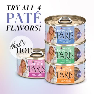 Show full view: Pamper Like Paris Tuna & Salmon Dinner Grain-Free Pate Wet Cat Food, 2.47-oz can, case of 12 slide 7 of 10