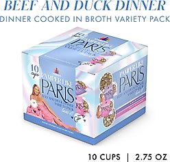 Pamper Like Paris Variety Pack Non-GMO Beef & Duck Dinner Shredded Wet Dog Food, 2.75-oz cup, case of 10 slide 2 of 9
