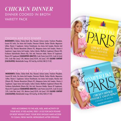Show full view: Pamper Like Paris Variety Pack Non-GMO Chicken Dinner Shredded Wet Dog Food, 2.75-oz cup, case of 10 slide 5 of 11
