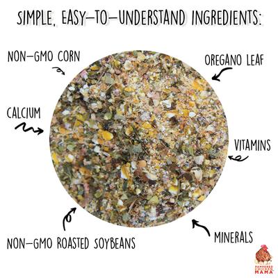 Show full view: Pampered Chicken Mama Fluffiest Feathers Ever! Chicken Feed, 2-lb bag slide 5 of 8