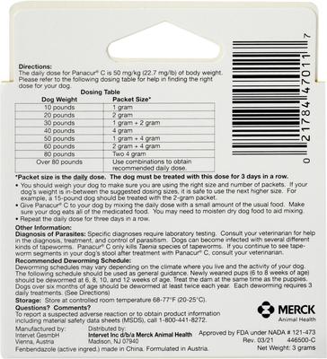 Show full view: Panacur C Canine Dewormer, 1-g, 3 count slide 3 of 10