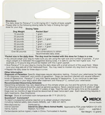 Show full view: Panacur C Canine Dewormer, 4-g, 3 count slide 3 of 8