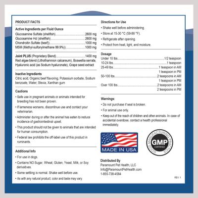 Show full view: Paramount Pet Health Extra Strength Glucosamine Hip & Joint Supplement for Dogs, 16-fl oz slide 5 of 8