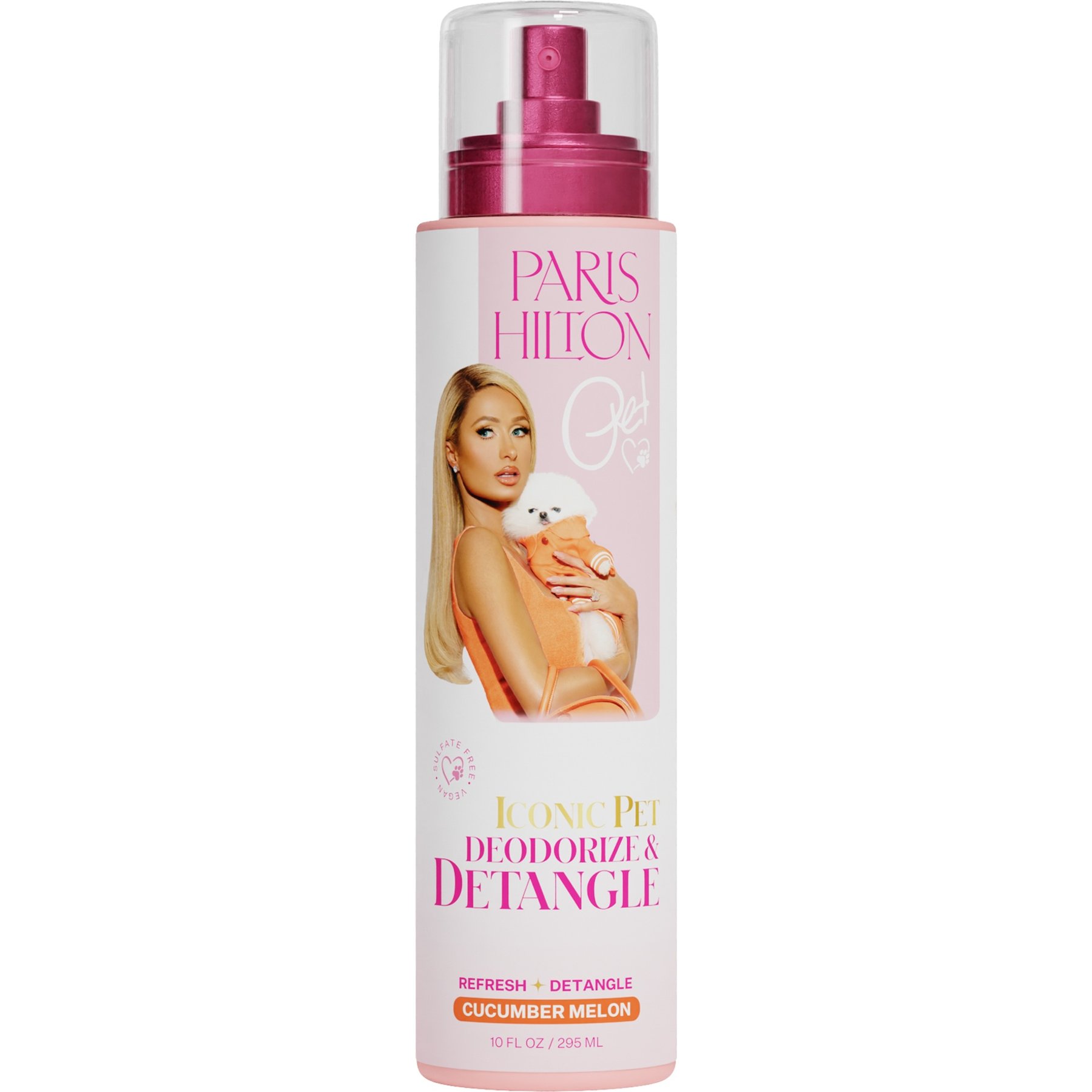 Paris Hilton Pet Iconic Pet Deodorize & Detangle Dog Grooming Spray, Cucumber Melon Scent, 10-fl oz bottle