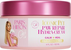 Paris Hilton Pet Iconic Pet Paw Repair Hydra-Cream Dog Paw Cream, Fragrance-Free, 4-fl oz jar