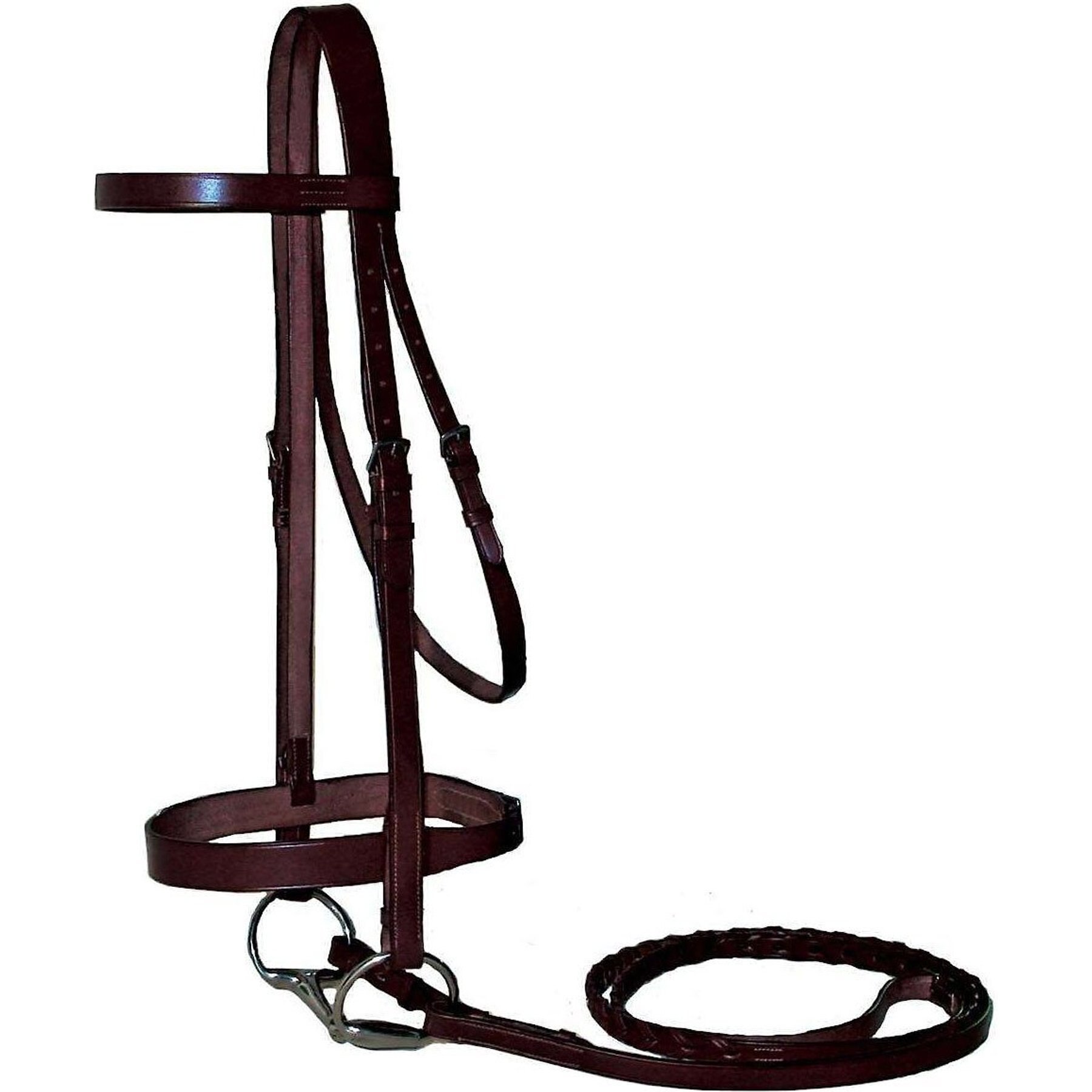 Paris Tack Classic Flat English Hunter Bridle with Laced Reins, Havana, Oversize