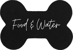 Park Life Designs Benedict Food & Water Print Cotton Dog Placemat, Black