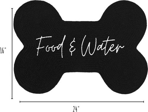 Show full view: Park Life Designs Benedict Food & Water Print Cotton Dog Placemat, Black slide 4 of 7