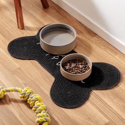 Show full view: Park Life Designs Benedict Food & Water Print Cotton Dog Placemat, Black slide 3 of 7