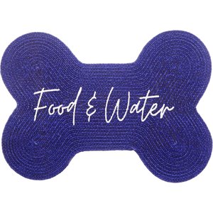 Park Life Designs Benedict Food & Water Print Cotton Dog Placemat, Navy