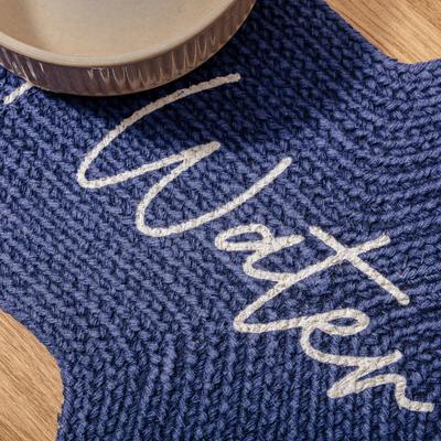 Show full view: Park Life Designs Benedict Food & Water Print Cotton Dog Placemat, Navy slide 4 of 6