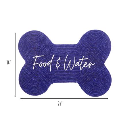 Show full view: Park Life Designs Benedict Food & Water Print Cotton Dog Placemat, Navy slide 3 of 6