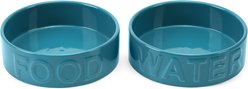 Park Life Designs Classic Ceramic Dog & Cat Bowl, 2 count, Azure, 2-cup