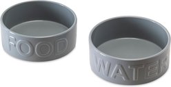 Park Life Designs Classic Ceramic Dog & Cat Bowl, 2 count, Grey, 2.75-cup