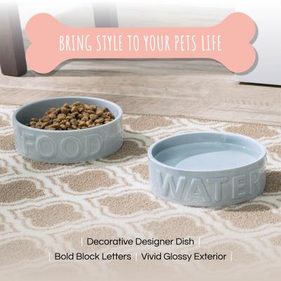 Show full view: Park Life Designs Classic Ceramic Dog & Cat Bowl, 2 count, Grey, 2-cup slide 6 of 7
