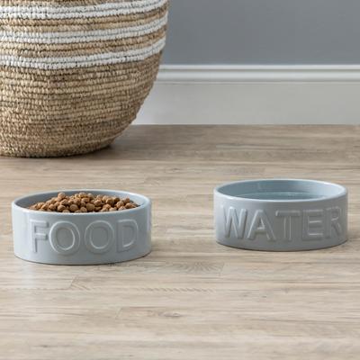 Show full view: Park Life Designs Classic Ceramic Dog & Cat Bowl, 2 count, Grey, 2-cup slide 2 of 7