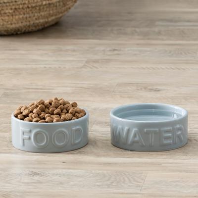 Show full view: Park Life Designs Classic Ceramic Dog & Cat Bowl, 2 count, Grey, 2-cup slide 3 of 7