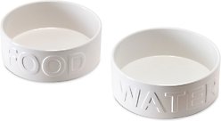 Park Life Designs Classic Ceramic Dog & Cat Bowl, 2 count, White, 2.75-cup