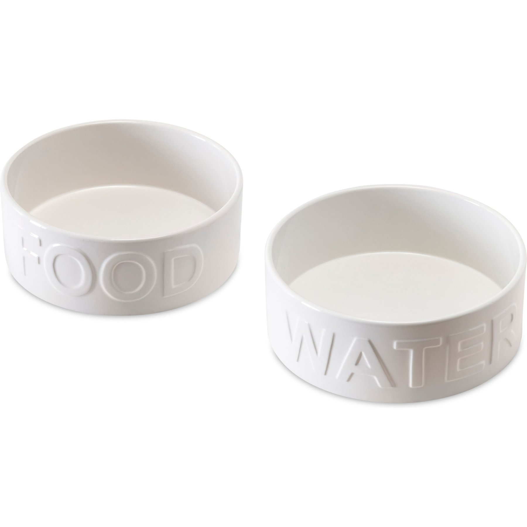 Park Life Designs Classic Ceramic Dog & Cat Bowl, 2 count, White, 2.75-cup