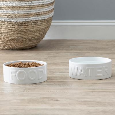 Show full view: Park Life Designs Classic Ceramic Dog & Cat Bowl, 2 count, White, 8-cup slide 2 of 6