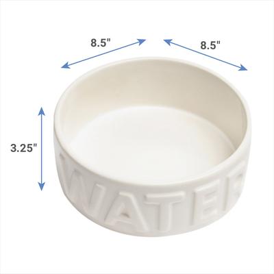 Show full view: Park Life Designs Classic Ceramic Water Dog & Cat Bowl, White, 8-cup slide 2 of 3