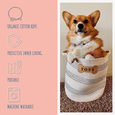 Show full view: Park Life Designs Florence Cotton Dog Toy Storage Basket, 12 x 12-in slide 5 of 6