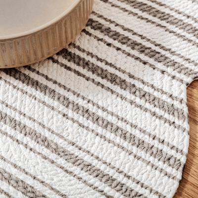 Show full view: Park Life Designs Hampton Striped Design Cotton Dog Placemat, Gray slide 4 of 5