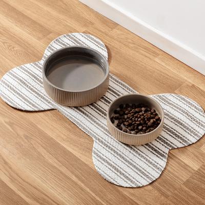 Show full view: Park Life Designs Hampton Striped Design Cotton Dog Placemat, Gray slide 2 of 5