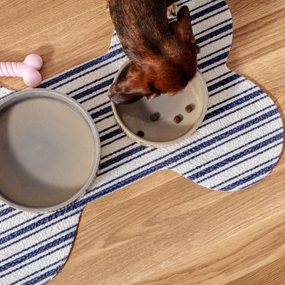 Show full view: Park Life Designs Hampton Striped Design Cotton Dog Placemat, Navy slide 3 of 6