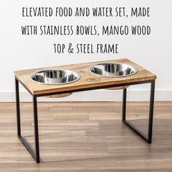 Park Life Designs Hearth & Haven Mango Wood & Stainless Steel Elevated Dog Bowls, Large/Tall: 48-oz slide 2 of 5