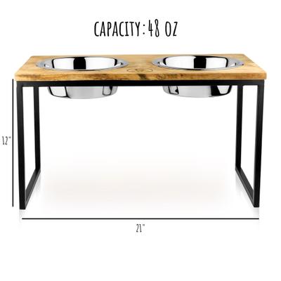 Show full view: Park Life Designs Hearth & Haven Mango Wood & Stainless Steel Elevated Dog Bowls, Large/Tall: 48-oz slide 5 of 6