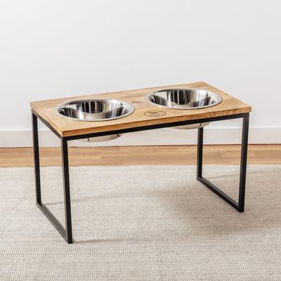 Show full view: Park Life Designs Hearth & Haven Mango Wood & Stainless Steel Elevated Dog Bowls, Large/Tall: 48-oz slide 3 of 6