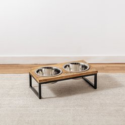 Park Life Designs Hearth & Haven Mango Wood & Stainless Steel Elevated Dog Bowls, Medium: 24-oz slide 2 of 5