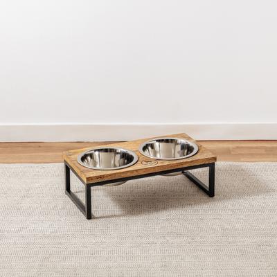 Show full view: Park Life Designs Hearth & Haven Mango Wood & Stainless Steel Elevated Dog Bowls, Medium: 24-oz slide 3 of 6