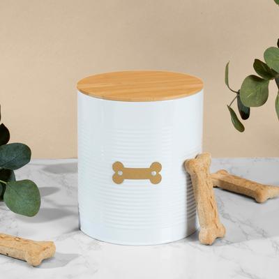 Show full view: Park Life Designs Hector Coated Steel Treat Jar, 72-oz, White slide 2 of 5