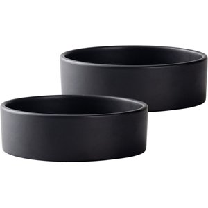 Park Life Designs Hugo Ceramic Dog & Cat Bowl, 2 count, Black, 2.75-cup