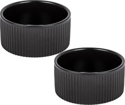 Park Life Designs Jardin Ceramic Ribbed Effect Dog Bowls, 2 count, Black, 4-cup