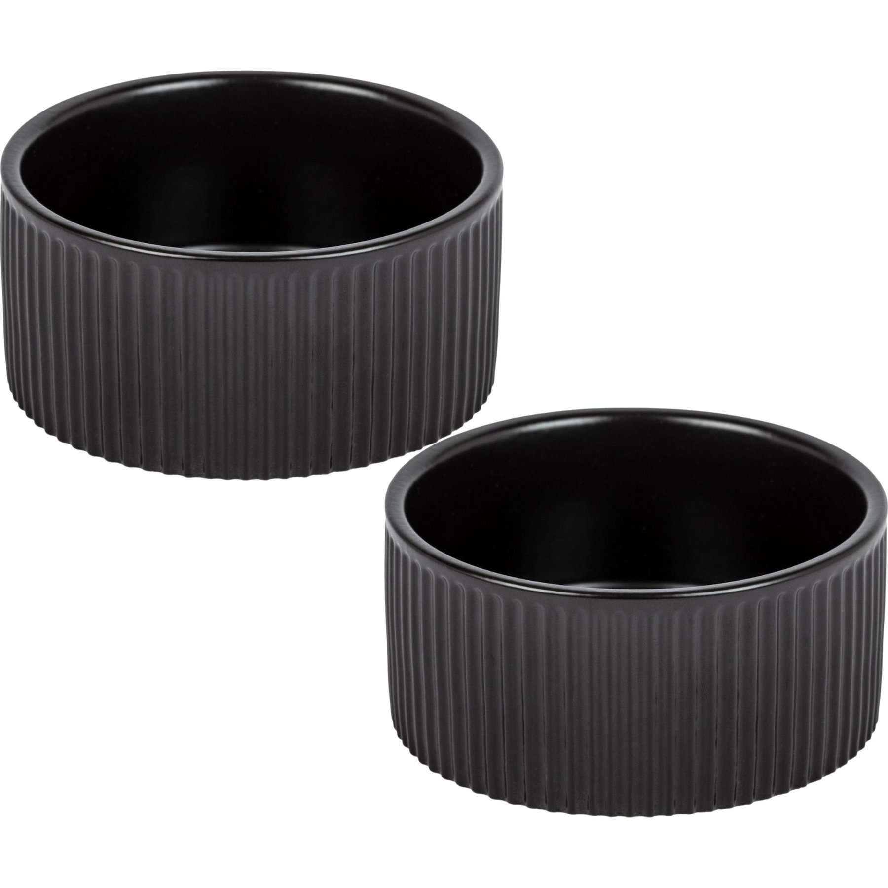 Park Life Designs Jardin Ceramic Ribbed Effect Dog Bowls, 2 count, Black, 4-cup