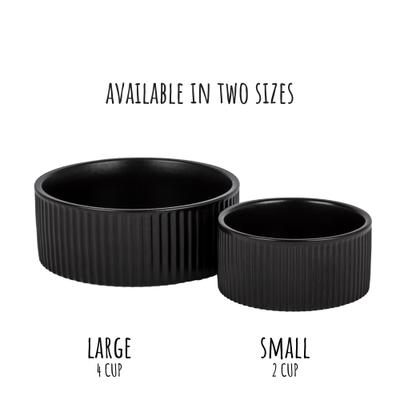 Show full view: Park Life Designs Jardin Ceramic Ribbed Effect Dog Bowls, 2 count, Black, 4-cup slide 6 of 7