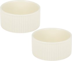 Park Life Designs Jardin Ceramic Ribbed Effect Dog Bowls, 2 count, Cream, 2-cup