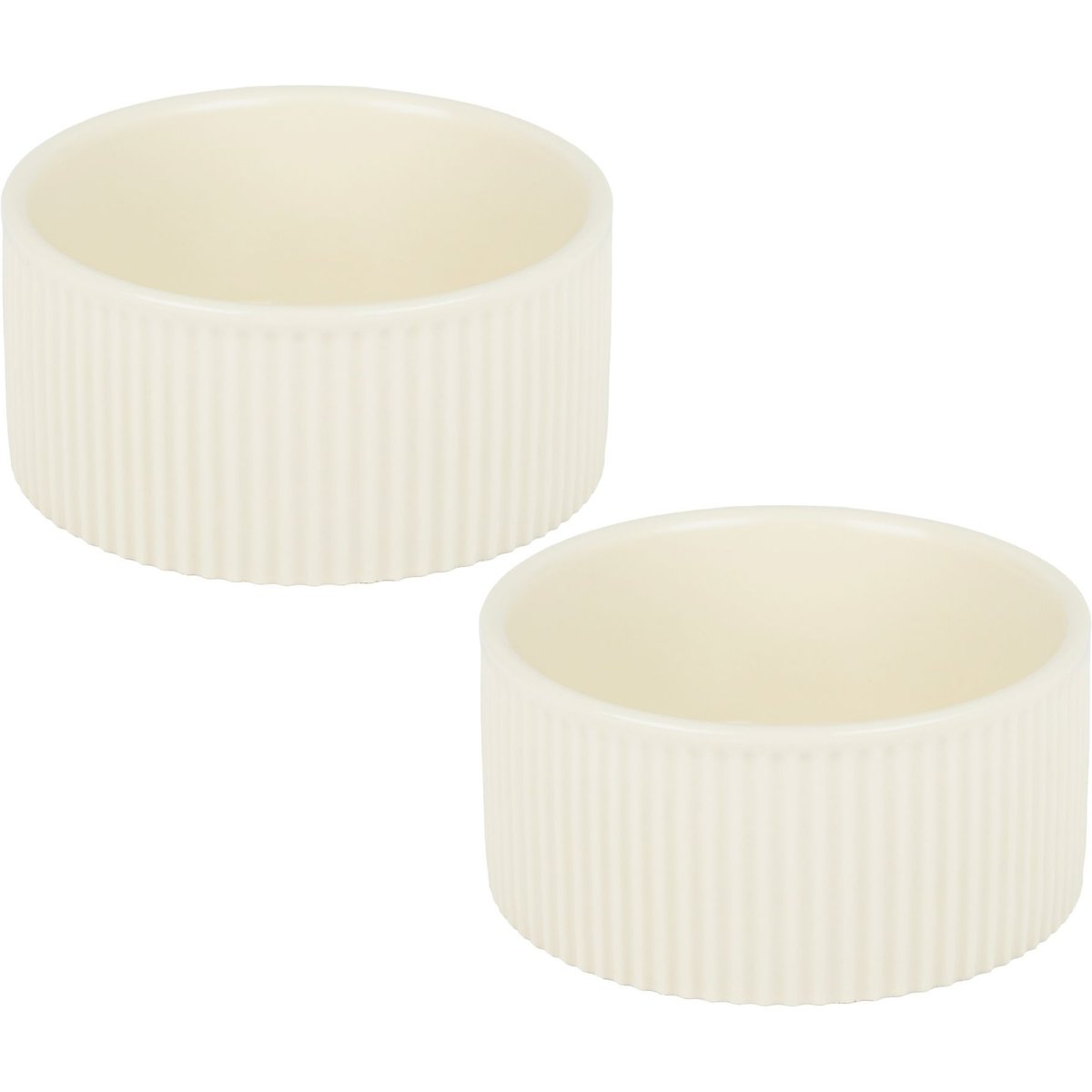 Park Life Designs Jardin Ceramic Ribbed Effect Dog Bowls, 2 count, Cream, 2-cup