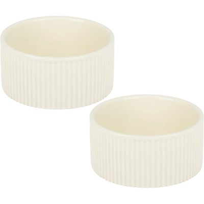 Park Life Designs Park Life Designs Jardin Ceramic Ribbed Effect Dog Bowls, 2 count, Cream, 2-cup