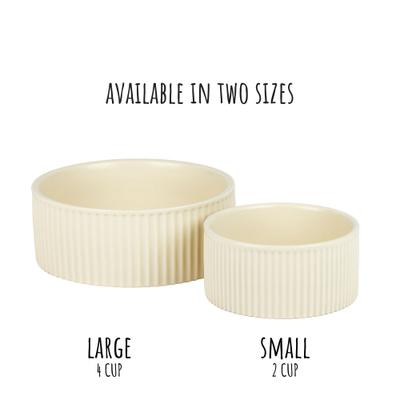 Show full view: Park Life Designs Jardin Ceramic Ribbed Effect Dog Bowls, 2 count, Cream, 2-cup slide 5 of 6