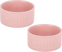 Park Life Designs Jardin Ceramic Ribbed Effect Dog Bowls, 2 count, Pink, 2-cup slide 1 of 6