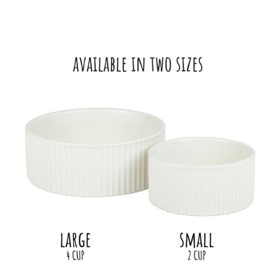 Show full view: Park Life Designs Jardin Ceramic Ribbed Effect Dog Bowls, 2 count, White, 2-cup slide 7 of 8