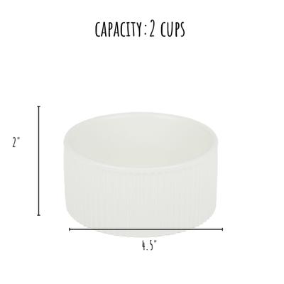 Show full view: Park Life Designs Jardin Ceramic Ribbed Effect Dog Bowls, 2 count, White, 2-cup slide 6 of 8